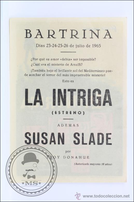 Cine: Programa de Cine - La Intriga - Publicidad al Dorso - 14 x 10 Cm - Foto 2