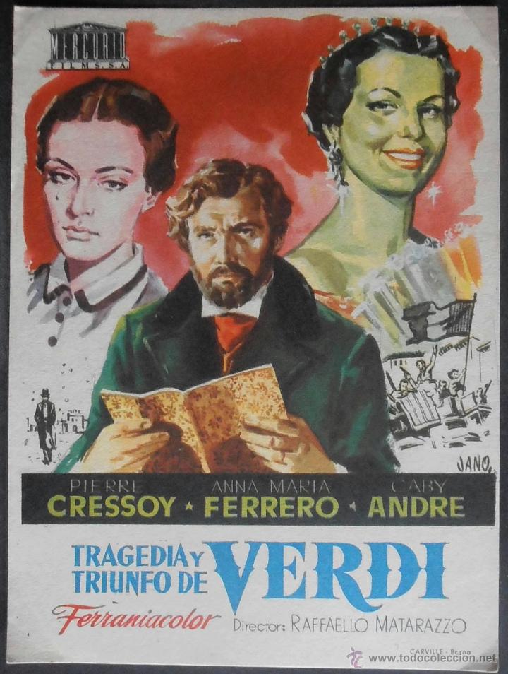 Cine: TRAGEDIA Y TRIUNFO DE VERDI, FOLLETO DE MANO,  (4852) , JANO ,CONSERVACION: