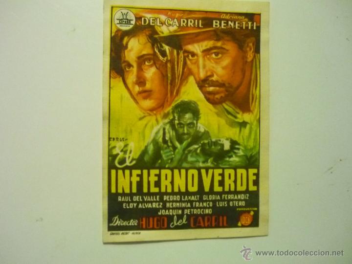  Flyers Publicitaires de films Anciens: PROGRAMA EL INFIERNO VERDE -HUGO DEL CARRIL -PUBLICIDAD coso -zaragoza