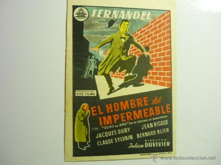 Cine: programa el hombre del impermeble.-fernandel publicidad - Foto 1