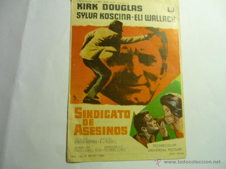 Cine: PROGRAMA SINDICATO DE ASESINOS.- KIRK DOUGLAS-PUBLICIDAD - Foto 1