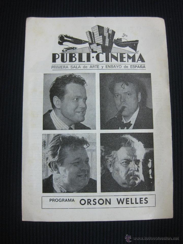 Cine: PROGRAMA LOCAL PUBLI-CINEMA. ORSON WELLS.1969. WELLES. - Foto 1