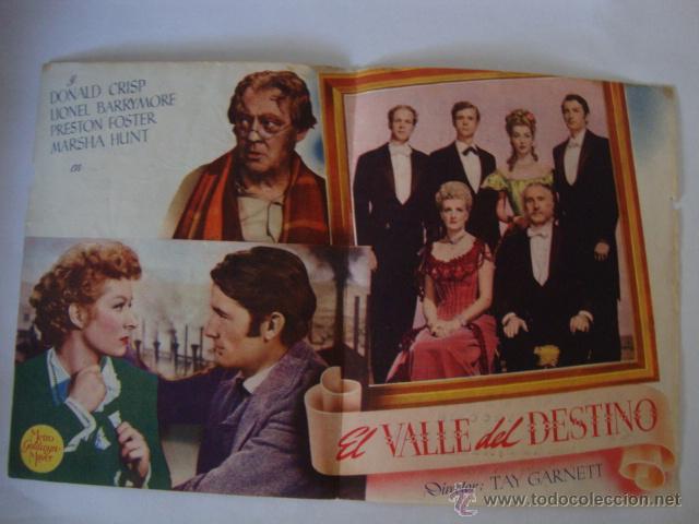 Cine: ANTIGUO PROGRAMA MANO DOBLE EL VALLE DEL DESTINO, GREGORY PECK CINE LA HOYA ELCHE, A&Ntilde;OS 40/50
