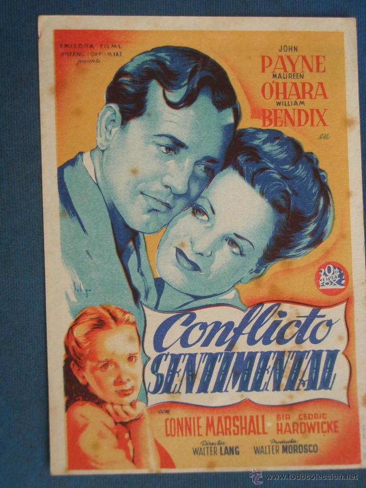 Cine: PROGRAMA DE MANO . CONFLICTO SENTIMENTAL ,SIN PUBLICIDAD . - Foto 1