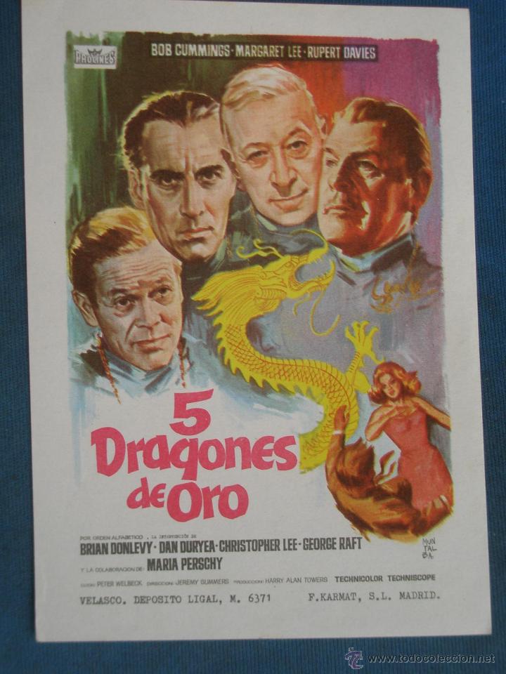 Cine: PROGRAMA DE MANO . 5 DRAGONES DE ORO , SIN PUBLICIDAD . - Foto 1