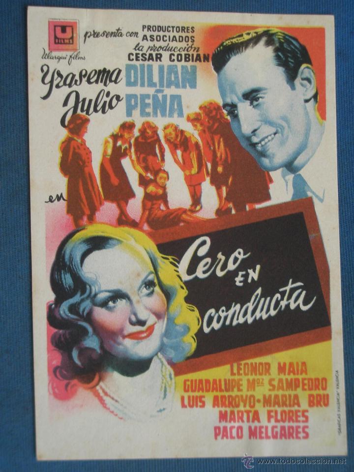 Cine: Programa de Mano . CERO EN CONDUCTA , Sin Publicidad . - Foto 1