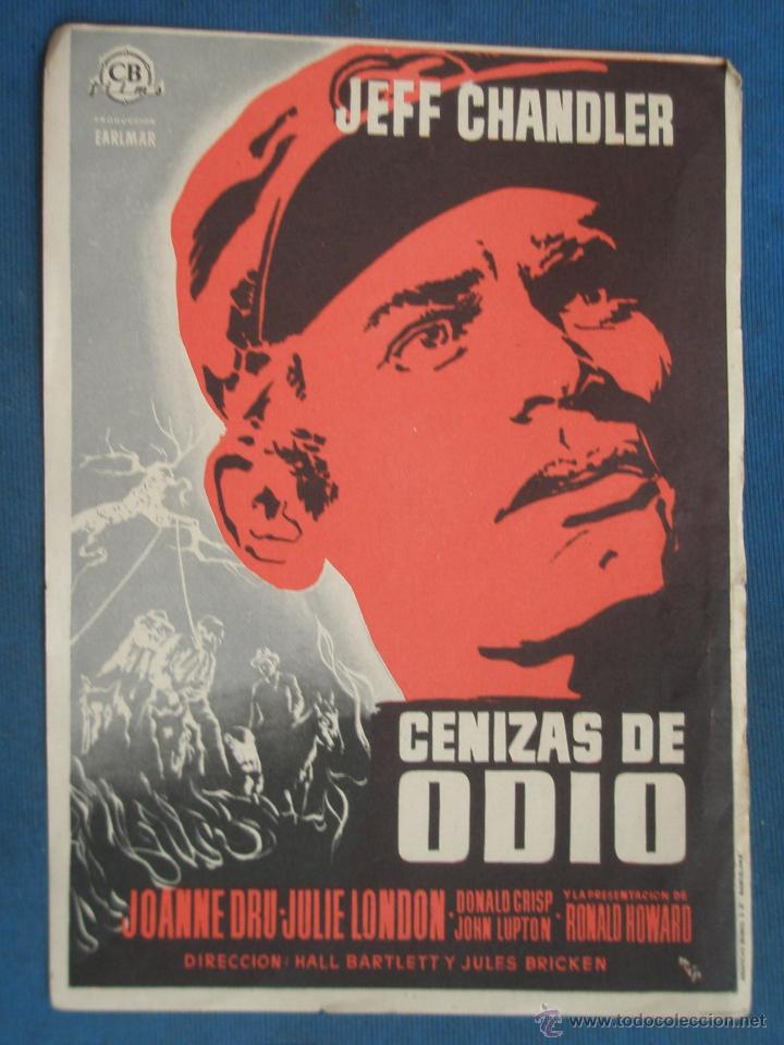 Cine: PROGRAMA DE MANO . CENIZAS DE ODIO , SIN PUBLICIDAD . - Foto 1