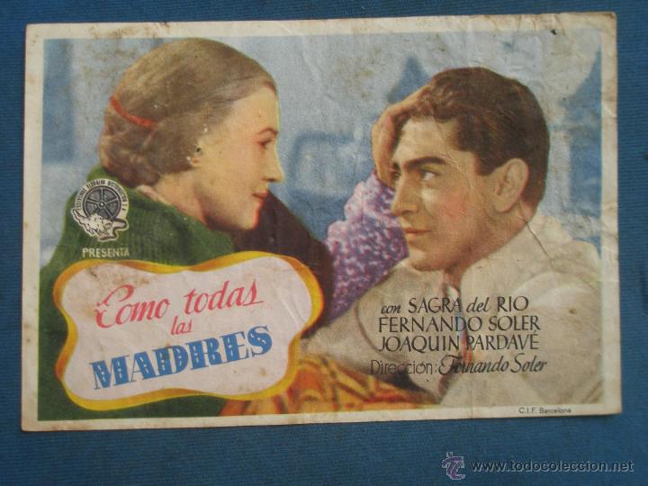 Cine: PROGRAMA DE MANO . COMO TODAS LAS MADRES , SIN PUBLICIDAD . - Foto 1