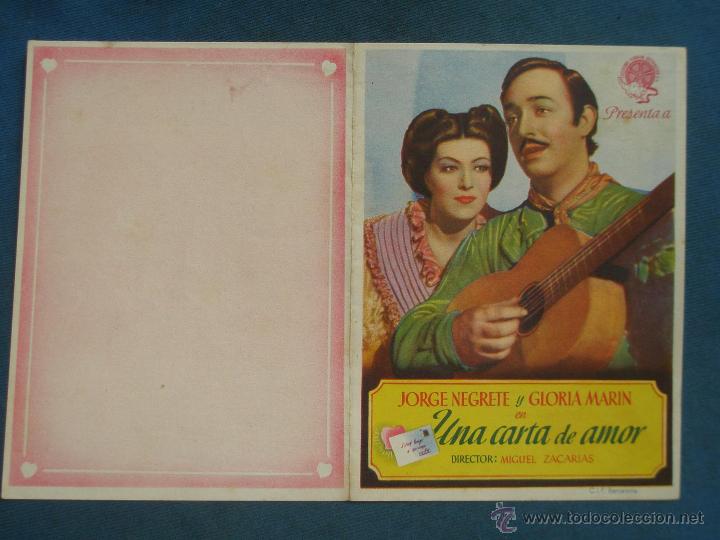 Cine: PROGRAMA DE MANO DOBLE . UNA CARTA DE AMOR ,SIN PUBLICIDAD . - Foto 1