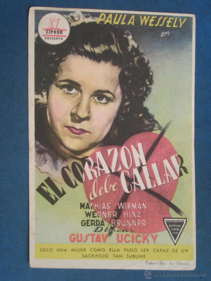 Cine: PROGRAMA DE MANO . EL CORAZON DEBE CALLAR , SIN PUBLICIDAD . - Foto 1