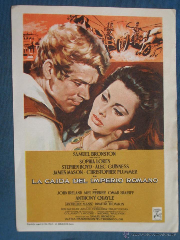 Cine: PROGRAMA DE MANO . LA CAIDA DEL IMPERIO ROMANO , SIN PUBLICIDAD . - Foto 1
