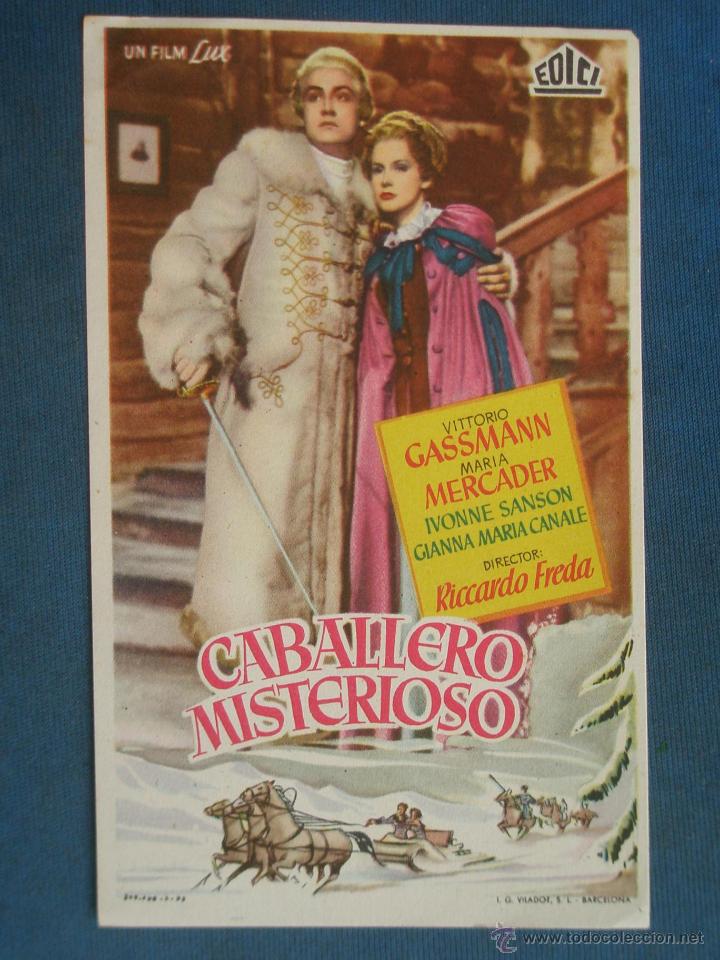 Cine: PROGRAMA DE MANO . CABALLERO MISTERIOSO , SIN PUBLICIDAD . - Foto 1