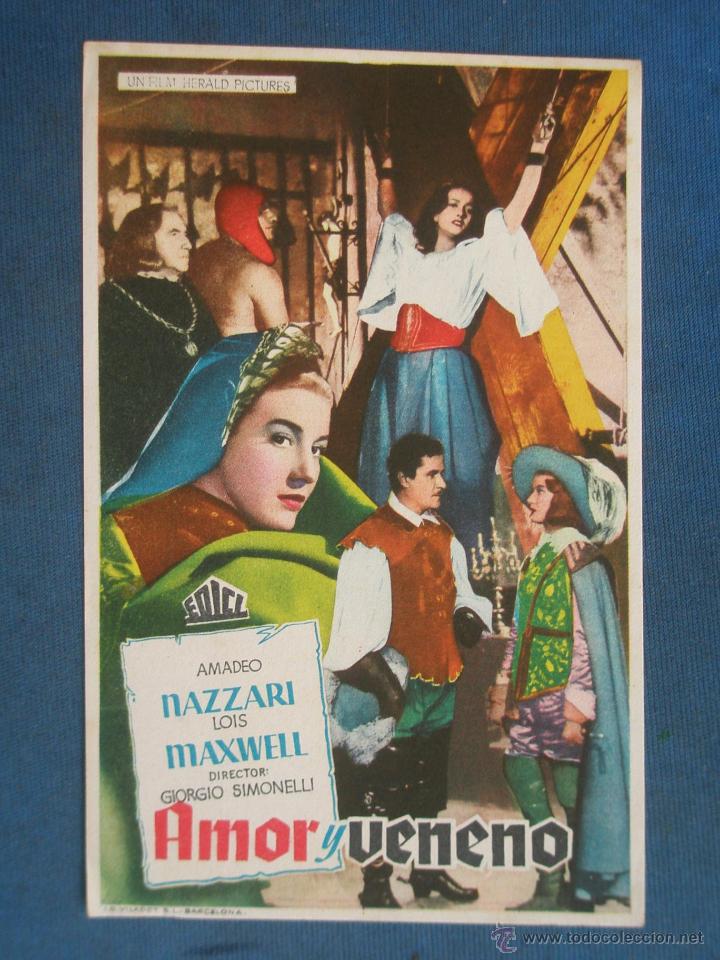 Cine: PROGRAMA DE MANO . AMOR Y VENENO, SIN PUBLICIDAD . - Foto 1