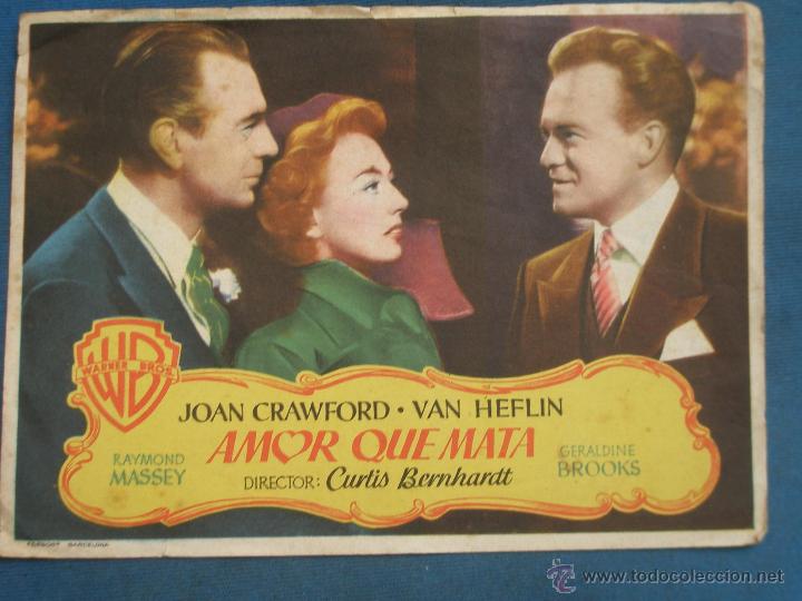 Cine: PROGRAMA DE MANO . AMOR QUE MATA , SIN PUBLICIDAD . - Foto 1