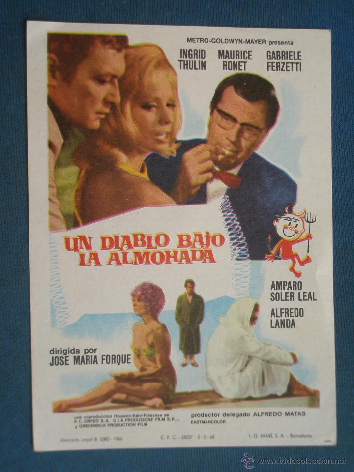 Cine: PROGRAMA DE MANO . UN DIABLO BAJO LA ALMOHADA, SIN PUBLICIDAD . - Foto 1