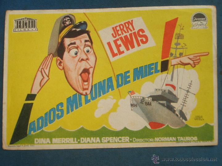 Cine: PROGRAMA DE MANO . ADIOS MI LUNA DE MIEL , SIN PUBLICIDAD . - Foto 1