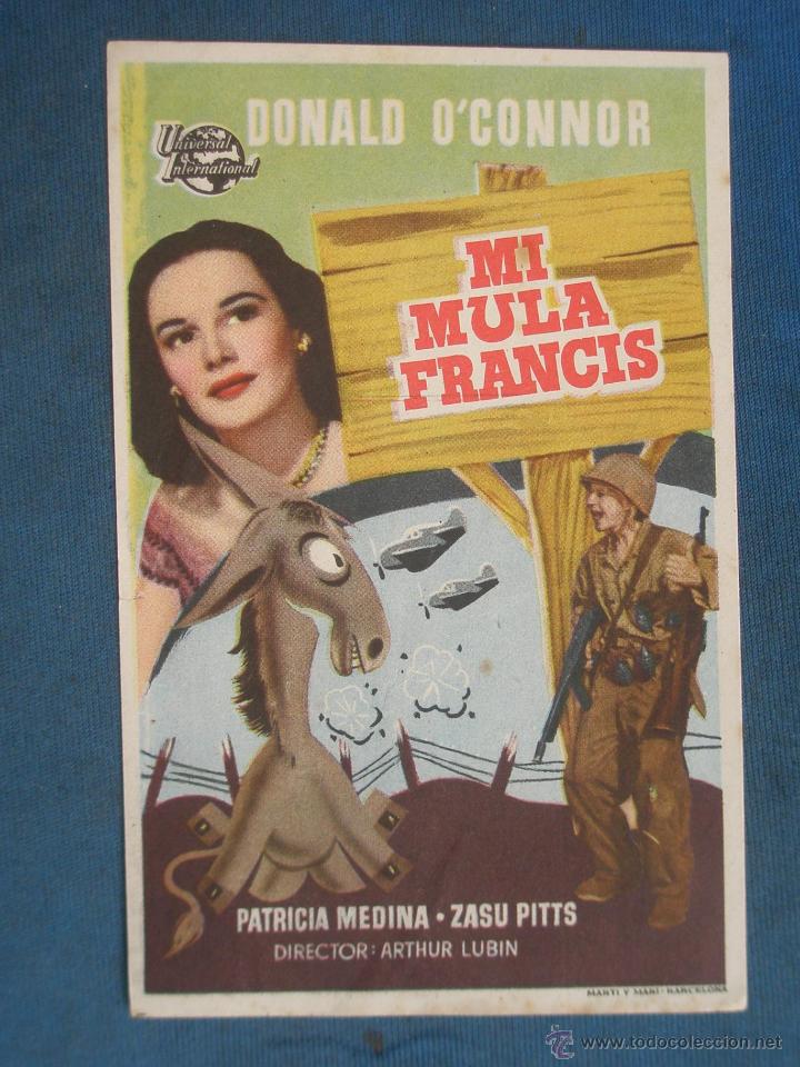 Cine: PROGRAMA DE MANO . MI MULA FRANCIS , SIN PUBLICIDAD . - Foto 1