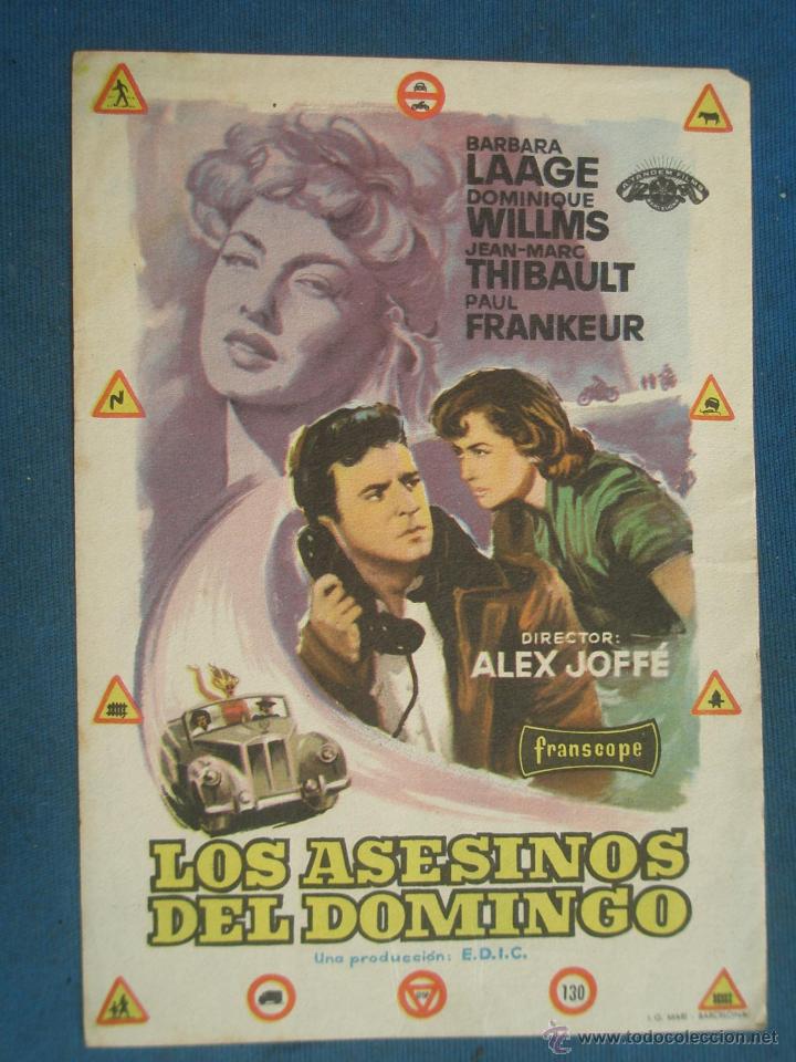Cine: PROGRAMA DE MANO . LOS ASESINOS DEL DOMINGO , SIN PUBLICIDAD . - Foto 1