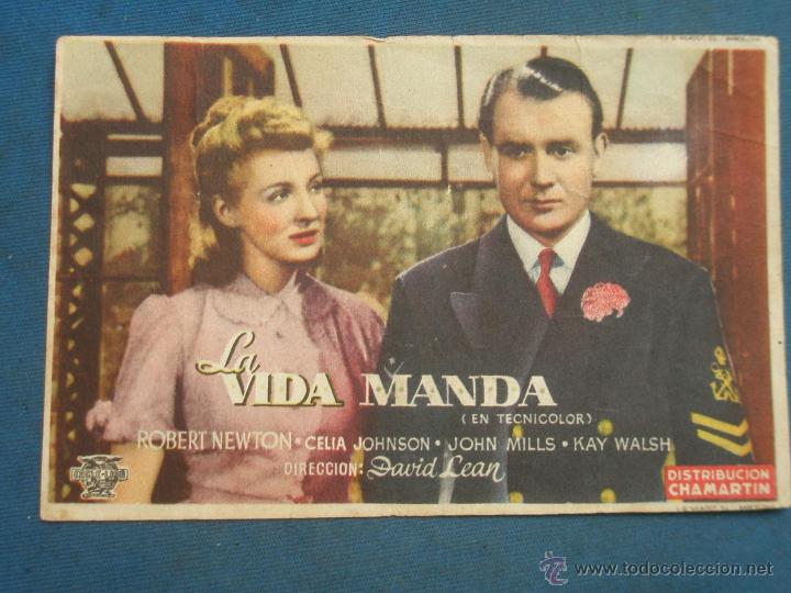 Cine: Programa de Mano . LA VIDA MANDA , Sin Publicidad . - Foto 1