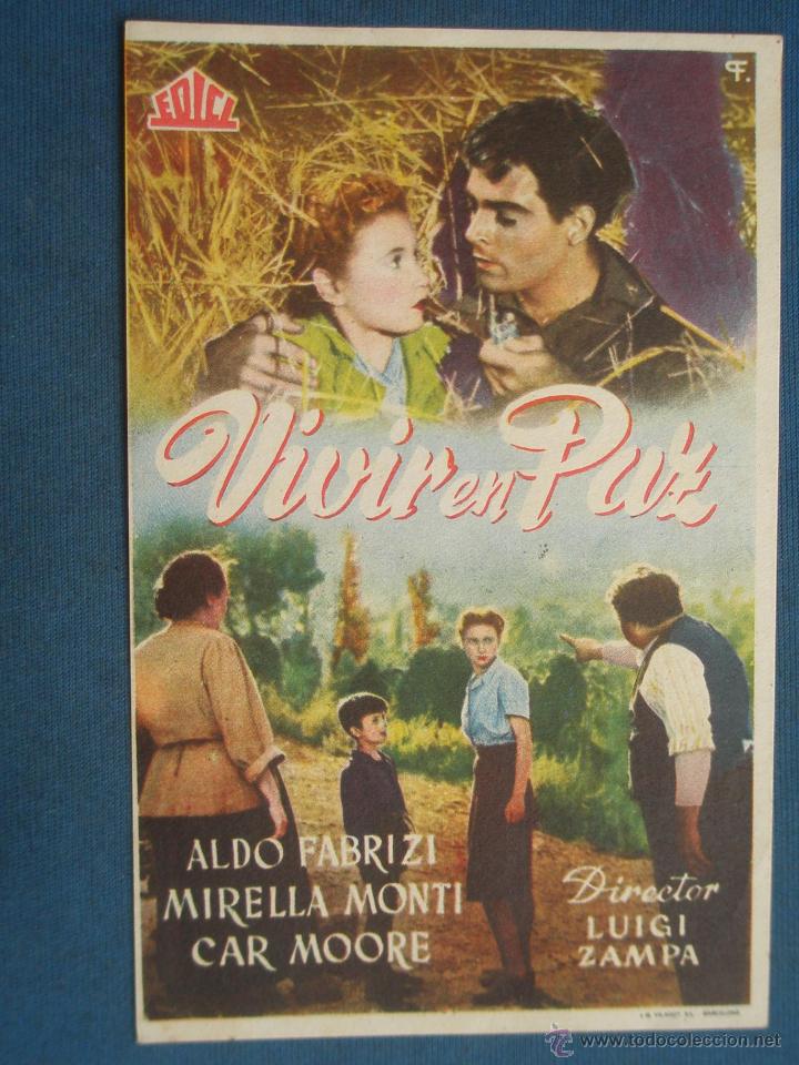 Cine: Programa de Mano . VIVIR EN PAZ , Sin Publicidad . - Foto 1