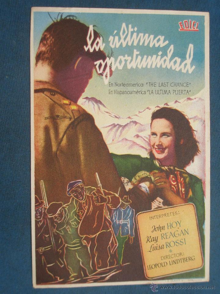 Cine: PROGRAMA DE MANO . LA &Uacute;LTIMA OPORTUNIDAD , SIN PUBLICIDAD . - Foto 1