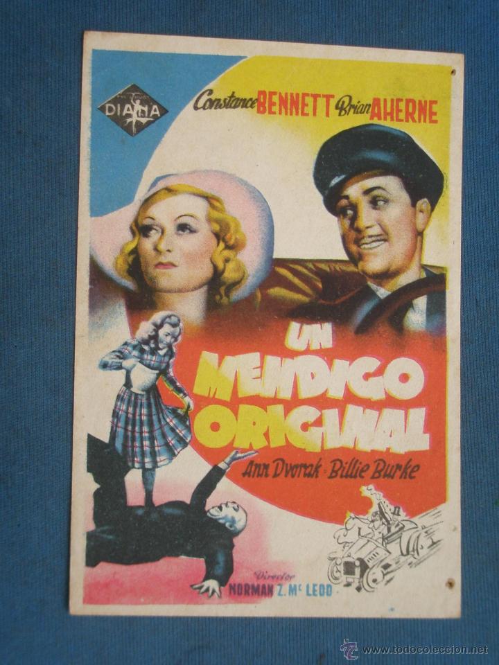 Cine: PROGRAMA DE MANO . UN MENDIGO ORIGINAL , SIN PUBLICIDAD . - Foto 1