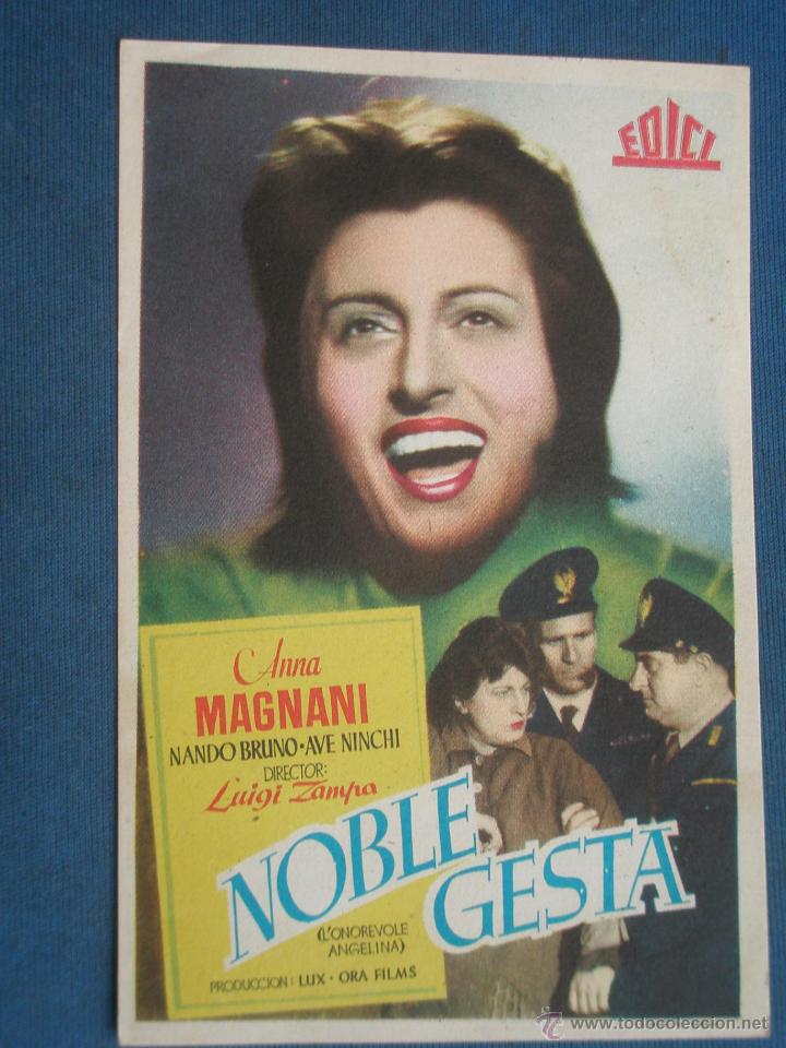 Cine: Programa de Mano . NOBLE GESTA , Sin Publicidad . - Foto 1