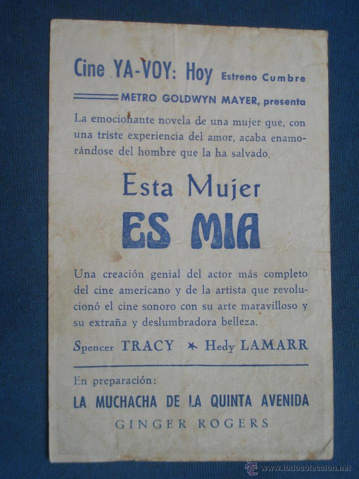 Cine: PROGRAMA DE MANO . ESTA MUJER ES MIA , CON PUBLICIDAD . - Foto 2
