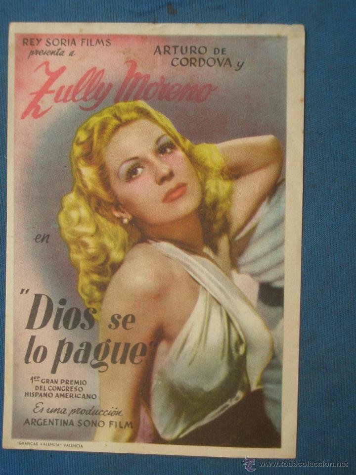 Cine: PROGRAMA DE MANO . DIOS SE LO PAGUE , SIN PUBLICIDAD . - Foto 1