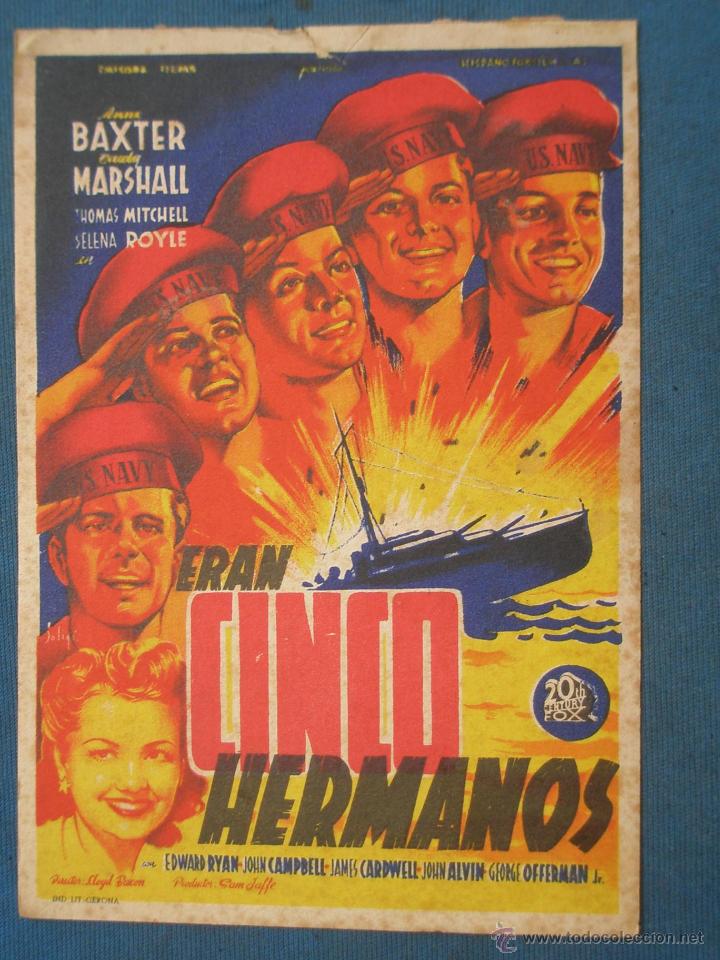 Cine: PROGRAMA DE MANO . ERAN CINCO HERMANOS , SIN PUBLICIDAD . - Foto 1
