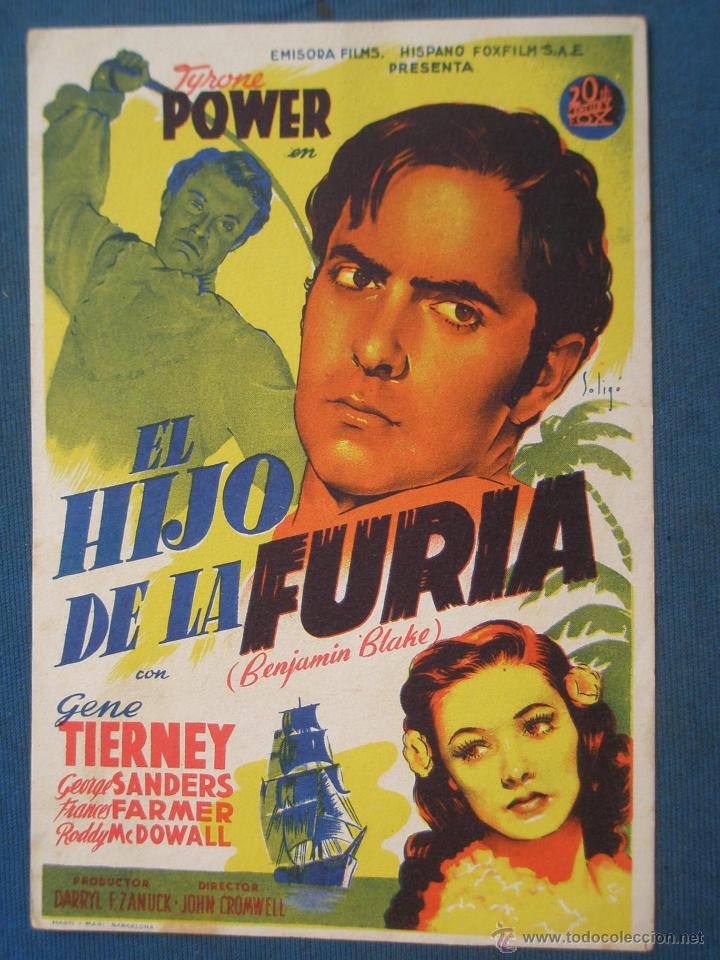 Cine: PROGRAMA DE MANO . EL HIJO DE LA FURIA , SIN PUBLICIDAD . - Foto 1