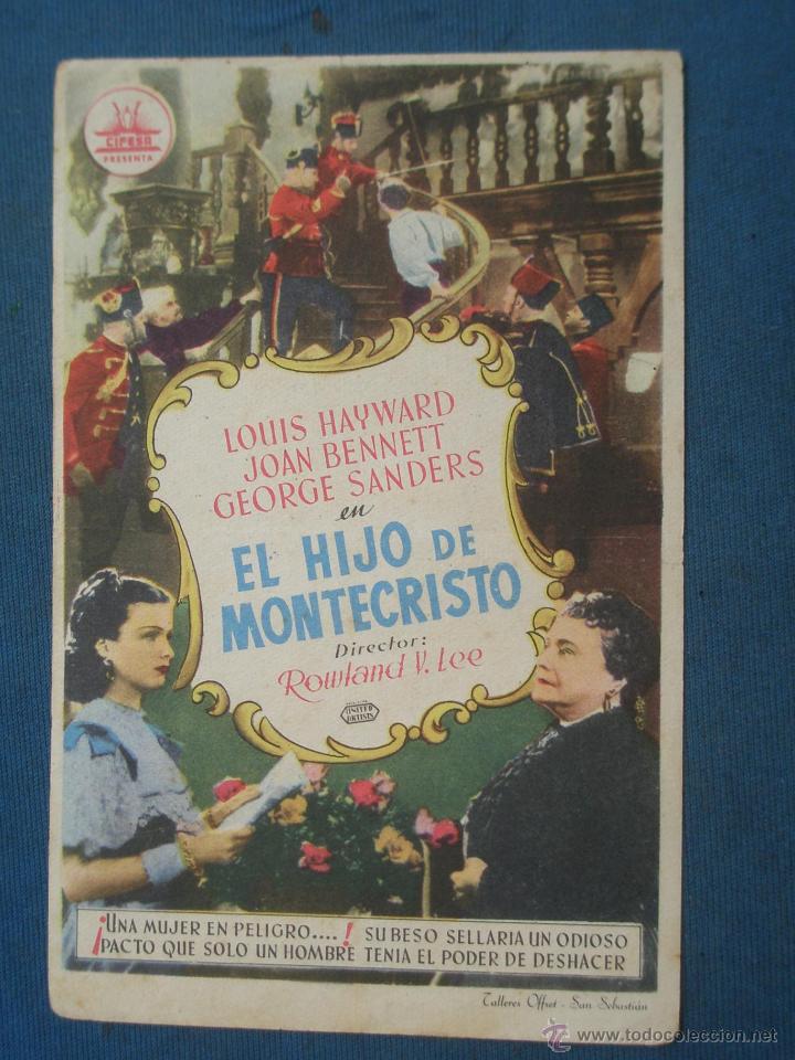 Cine: PROGRAMA DE MANO . EL HIJO DE MONTECRISTO , SIN PUBLICIDAD . - Foto 1