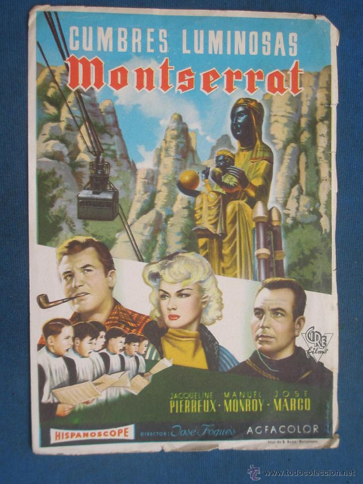 Cine: PROGRAMA DE MANO . CUMBRES LUMINOSAS MONTSERRAT , SIN PUBLICIDAD . - Foto 1