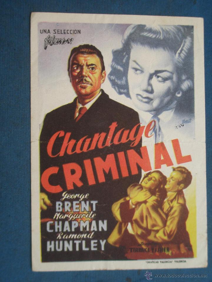 Cine: PROGRAMA DE MANO . CHANTAGE CRIMINAL, SIN PUBLICIDAD . - Foto 1