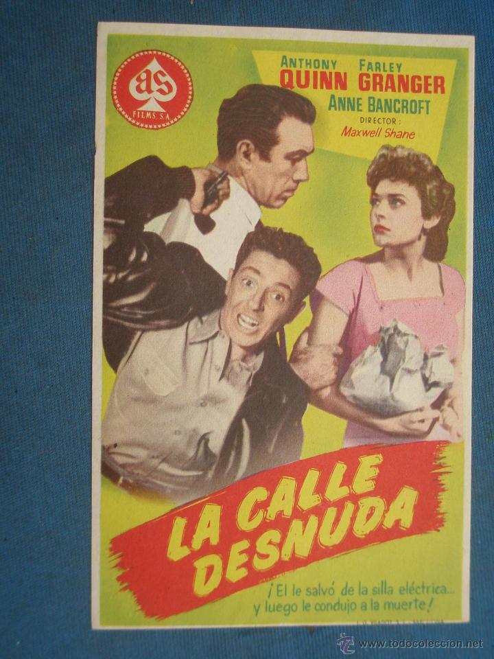 Cine: PROGRAMA DE MANO . LA CALLE DESNUDA , SIN PUBLICIDAD . - Foto 1