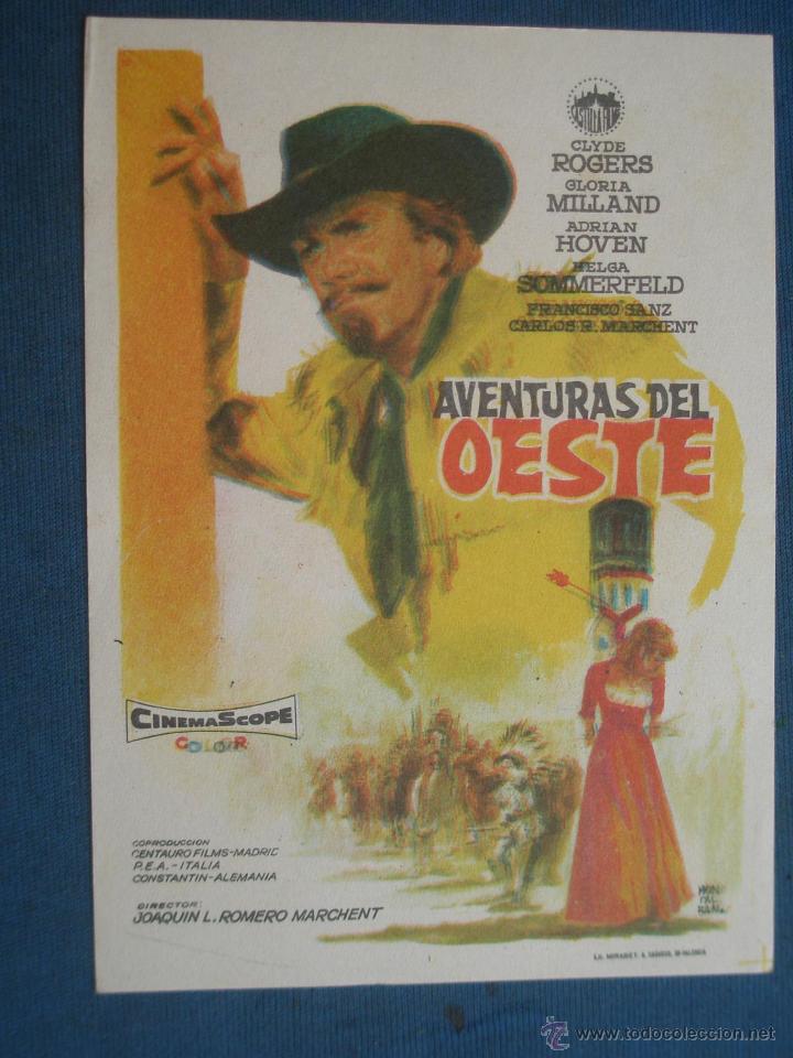 Cine: PROGRAMA DE MANO . AVENTURAS DEL OESTE , SIN PUBLICIDAD . - Foto 1