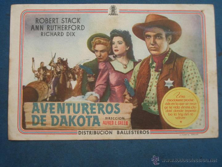 Cine: PROGRAMA DE MANO . AVENTUREROS DE DAKOTA , SIN PUBLICIDAD . - Foto 1