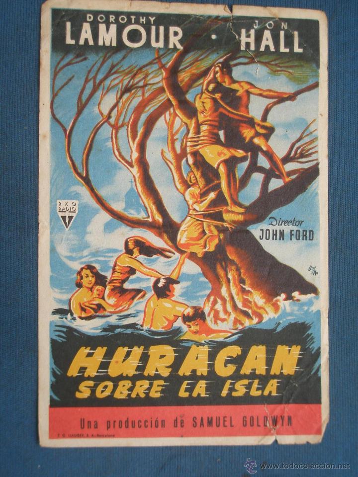 Cine: PROGRAMA DE MANO . HURACAN SOBRE LA ISLA , SIN PUBLICIDAD . - Foto 1