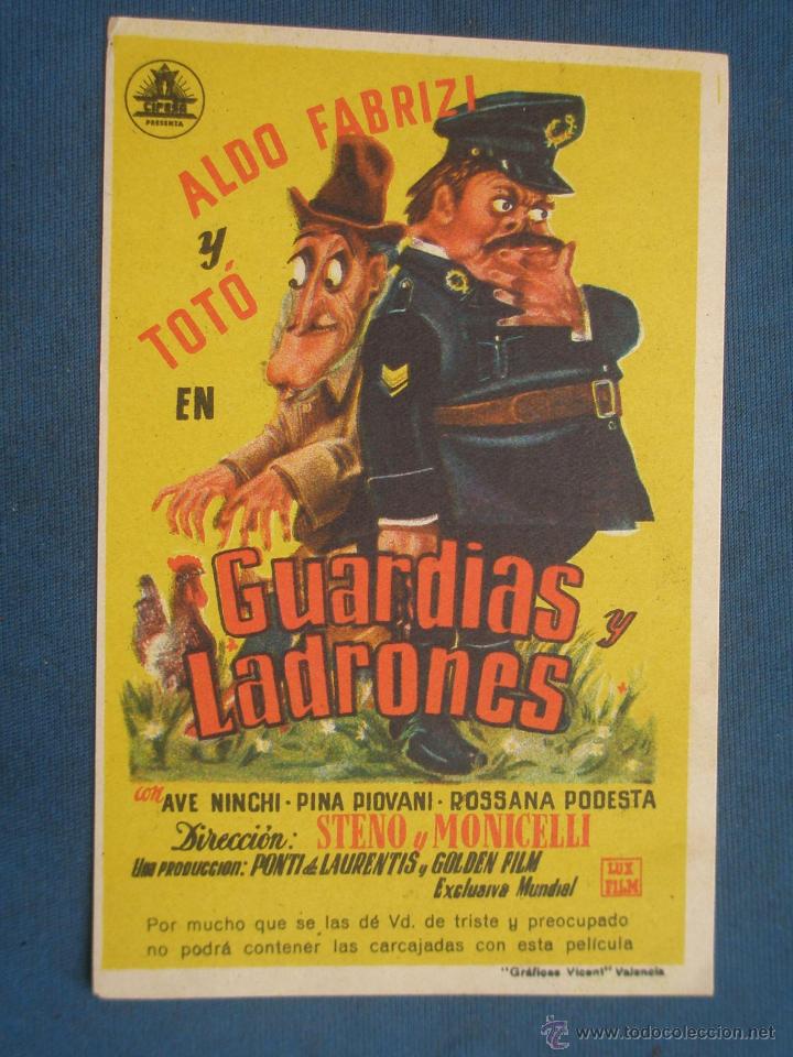 Cine: PROGRAMA DE MANO . GUARDIAS LADRONES , SIN PUBLICIDAD . - Foto 1
