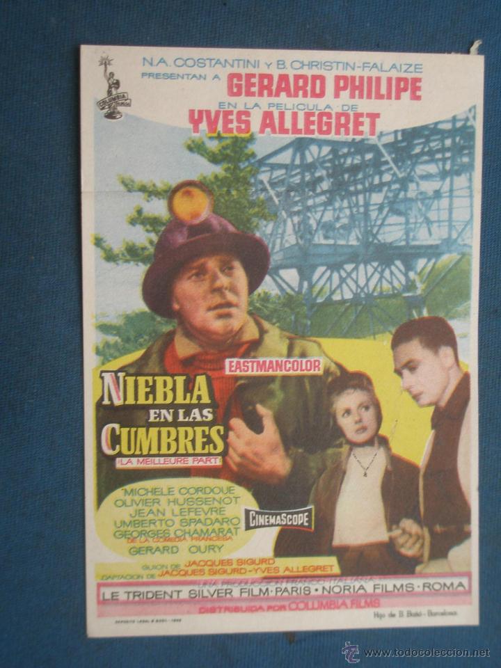Cine: PROGRAMA DE MANO . NIEBLA EN LAS CUMBRES , SIN PUBLICIDAD . - Foto 1
