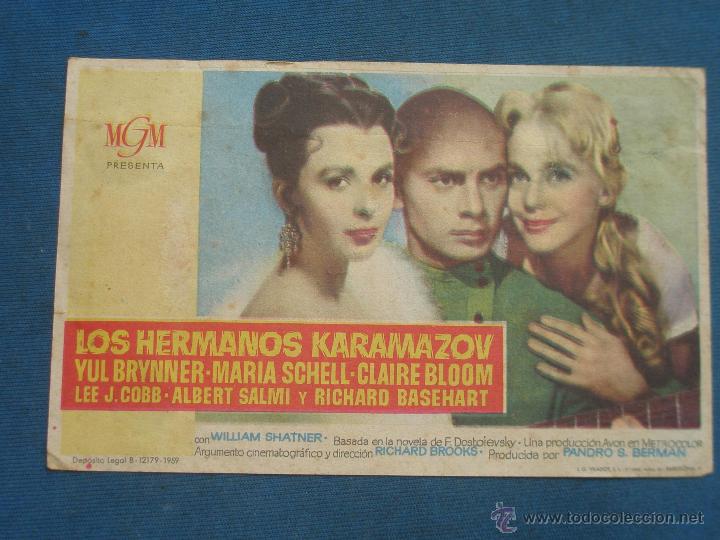 Cine: PROGRAMA DE MANO .LOS HERMANOS KARAMAZOV , SIN PUBLICIDAD . - Foto 1