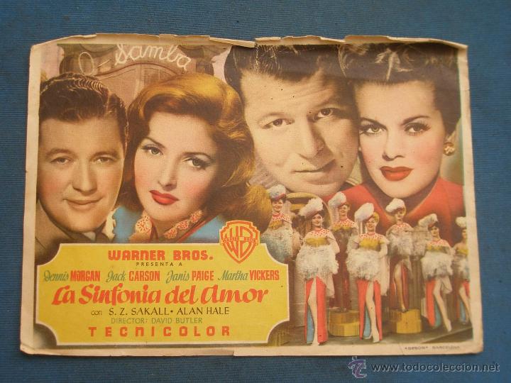 Cine: PROGRAMA DE MANO . LA SINFONIA DEL AMOR , SIN PUBLICIDAD . - Foto 1