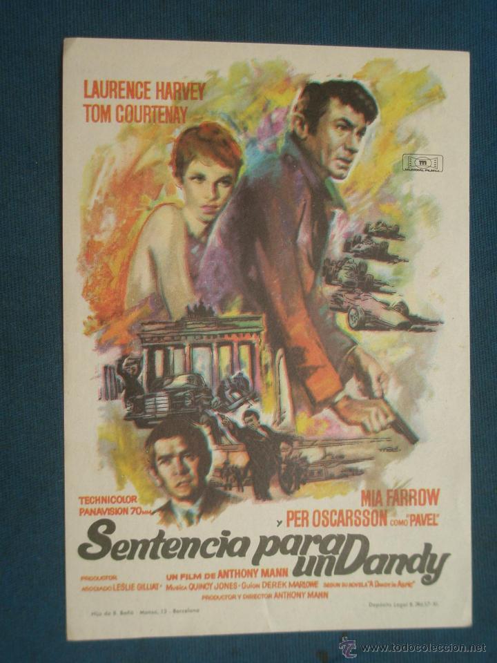 Cine: PROGRAMA DE MANO . SENTENCIA PARA UN DANDY , SIN PUBLICIDAD . - Foto 1