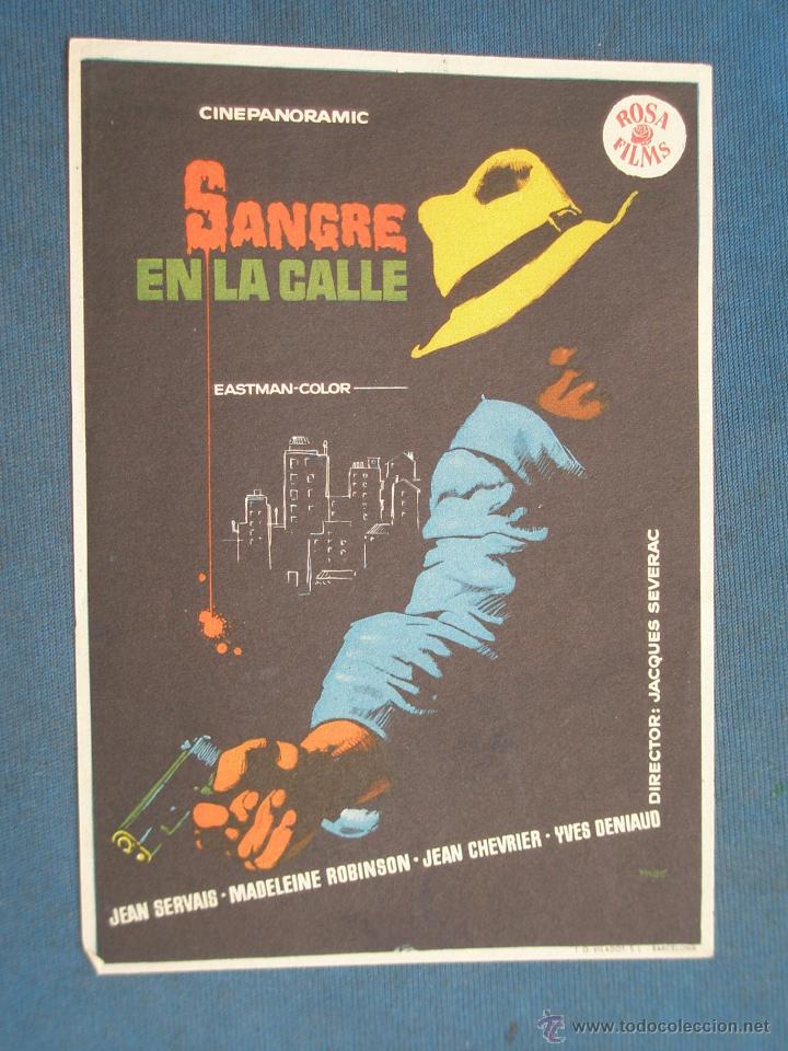 Cine: PROGRAMA DE MANO . SANGRE EN LA CALLE , SIN PUBLICIDAD . - Foto 1