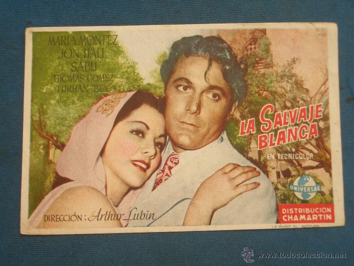 Cine: PROGRAMA DE MANO . LA SALVAJE BLANCA , SIN PUBLICIDAD . - Foto 1