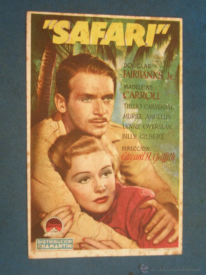 Cine: PROGRAMA DE MANO . SAFARI , SIN PUBLICIDAD . - Foto 1