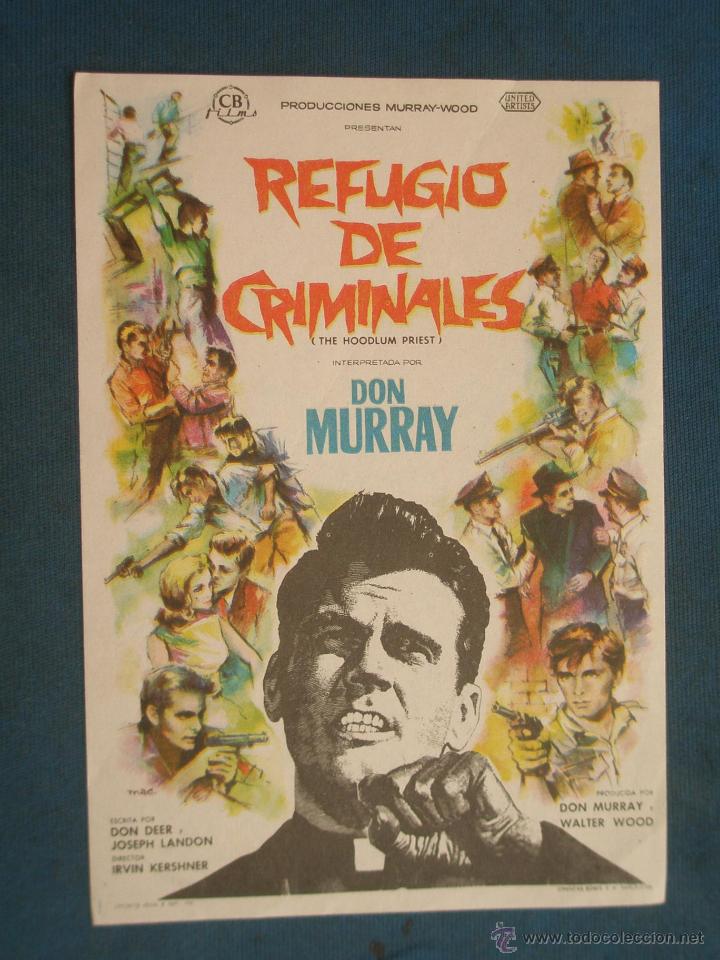 Cine: PROGRAMA DE MANO . REFUGIO DE CRIMINALES , SIN PUBLICIDAD . - Foto 1