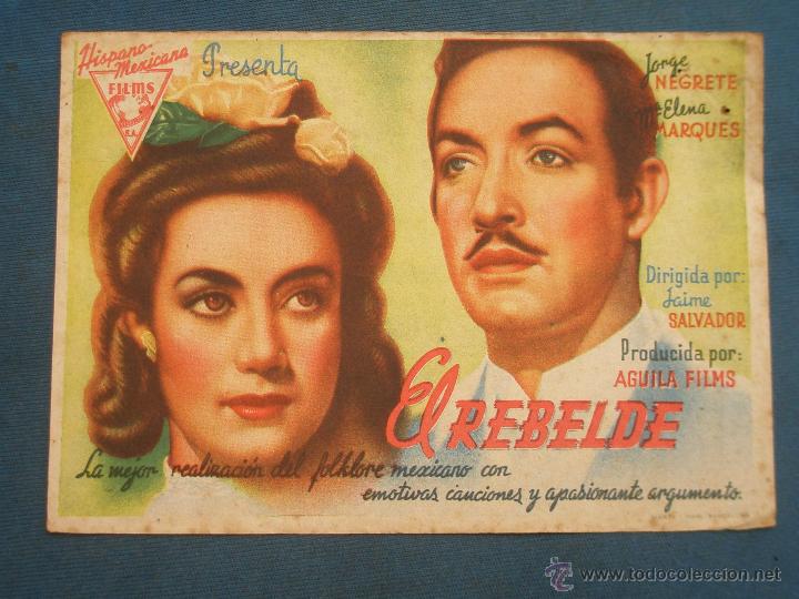 Cine: PROGRAMA DE MANO . EL REBELDE , SIN PUBLICIDAD . - Foto 1