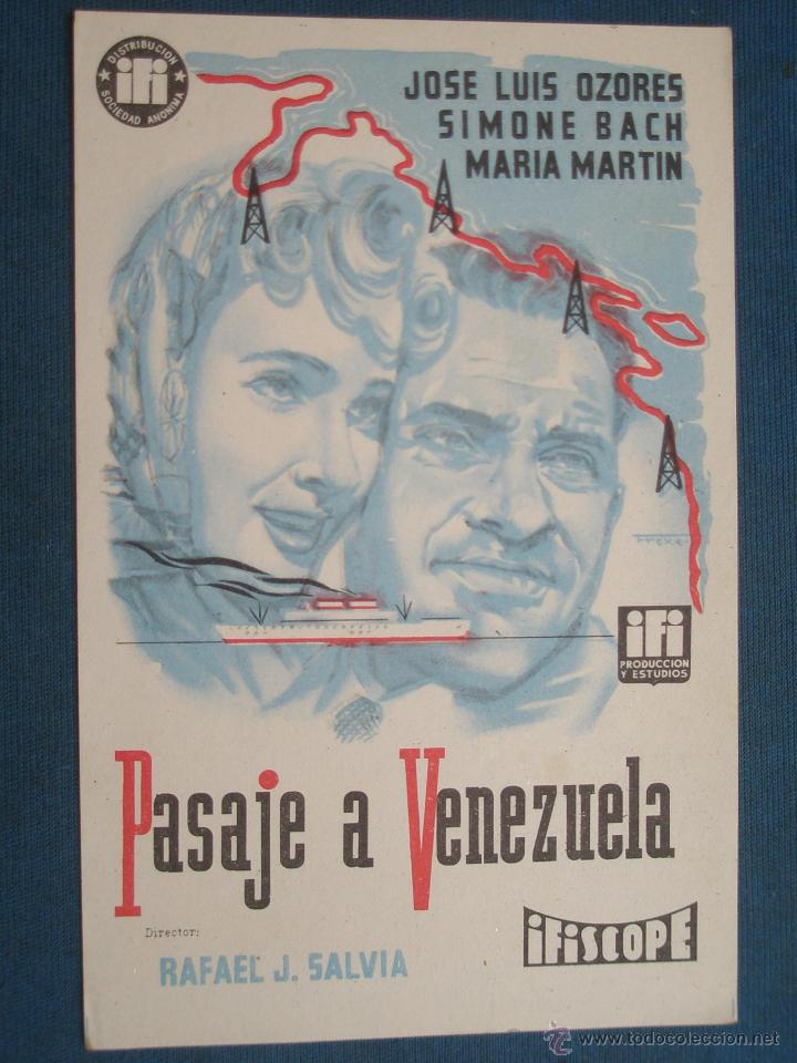 Cine: PROGRAMA DE MANO . PASAJE A VENEZUELA , SIN PUBLICIDAD . - Foto 1