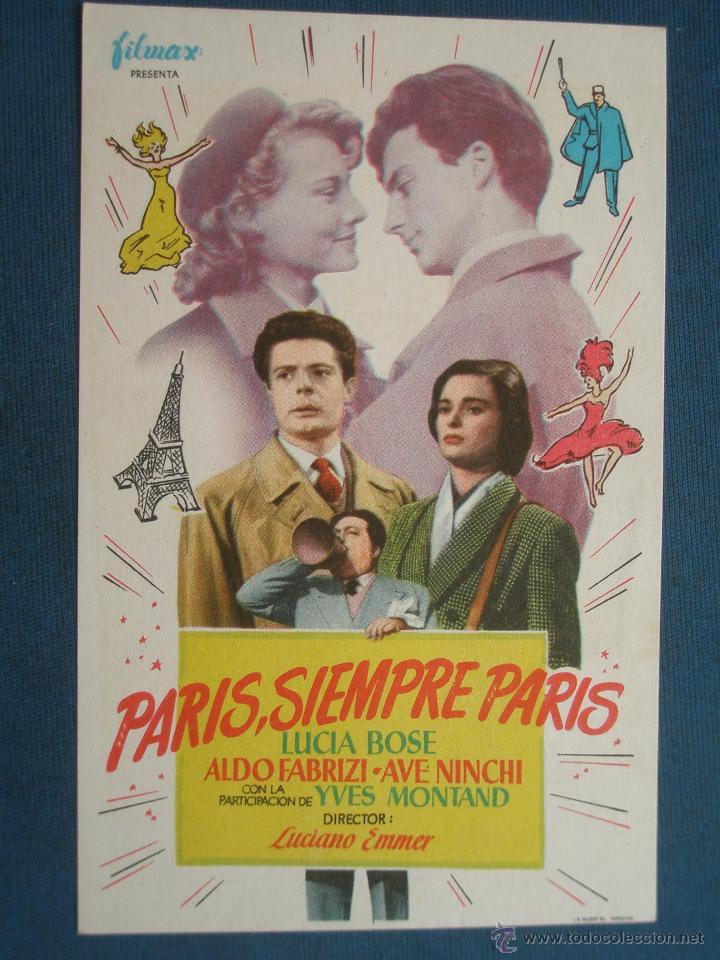Cine: PROGRAMA DE MANO . PARIS, SIEMPRE PARIS , SIN PUBLICIDAD . - Foto 1